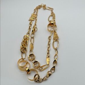 Robert Lee Morris RARE Gold Plated Double Strand 34” Necklace